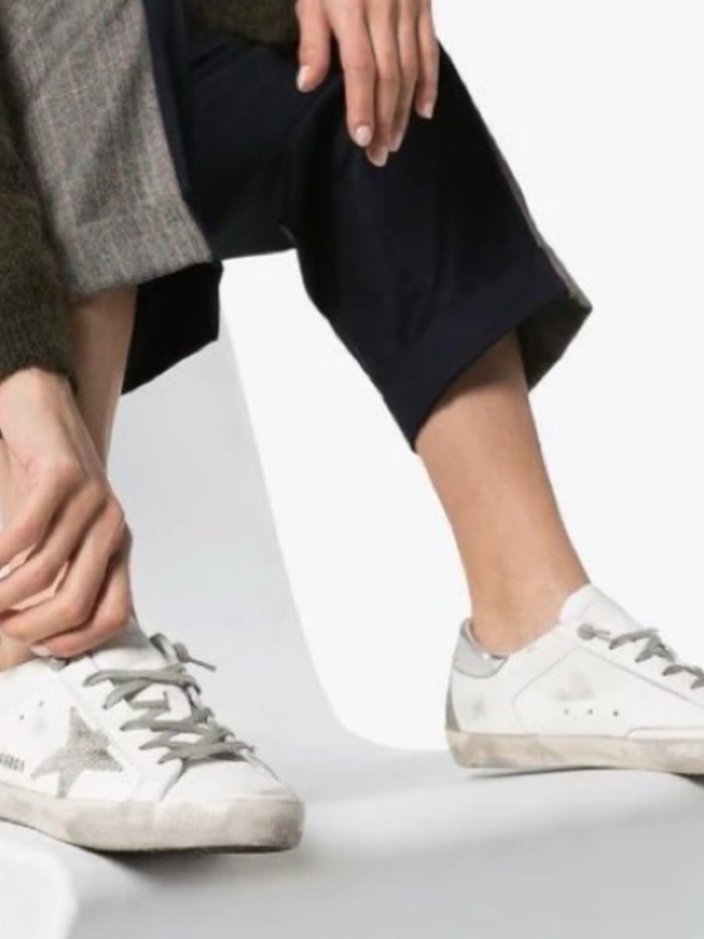 Golden Goose White Leather Super-Star Sneakers with Silver Star - Picture 3 of 11